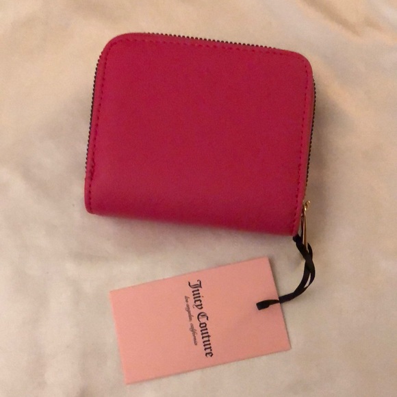 Juicy Couture Pink Flash Faux Leather Love Mode Small Zip Around Wallet NWT - Picture 8 of 16